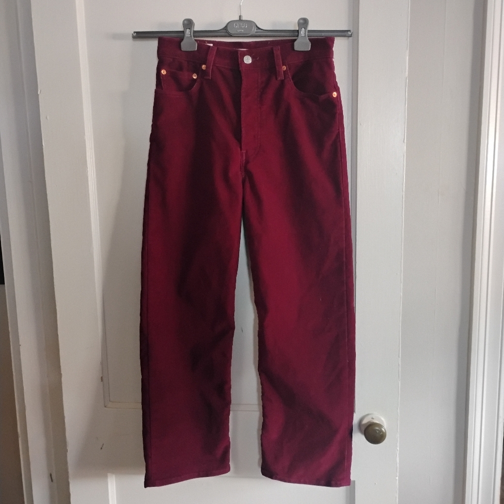 🔆 Levi's Burgundy Ribcage High-Rise Straight Ankle Corduroy Jeans - Size 29
